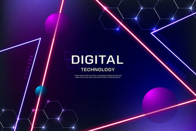 Free vector technology background with neon triangles