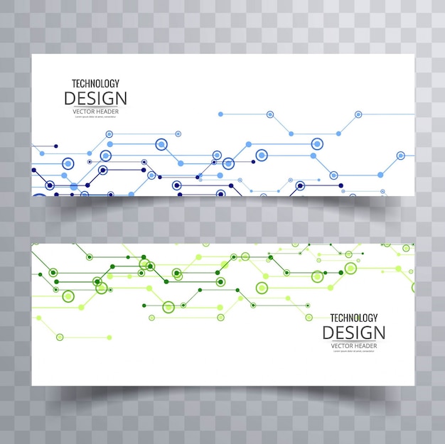 Free vector technology banners, blue and green