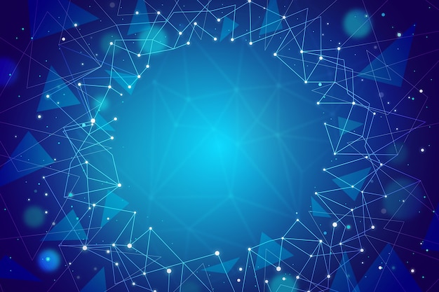 Technology blue particles frame background