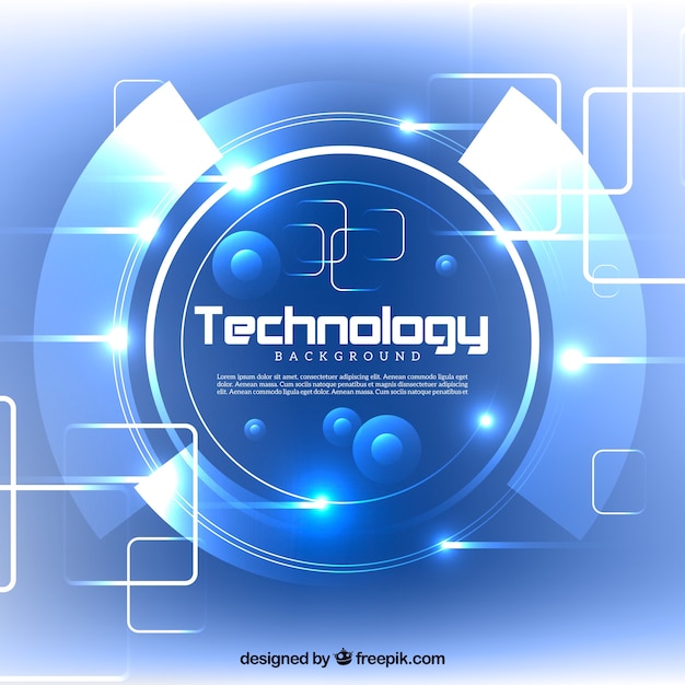 Бесплатное векторное изображение Технология синий блестящий фон