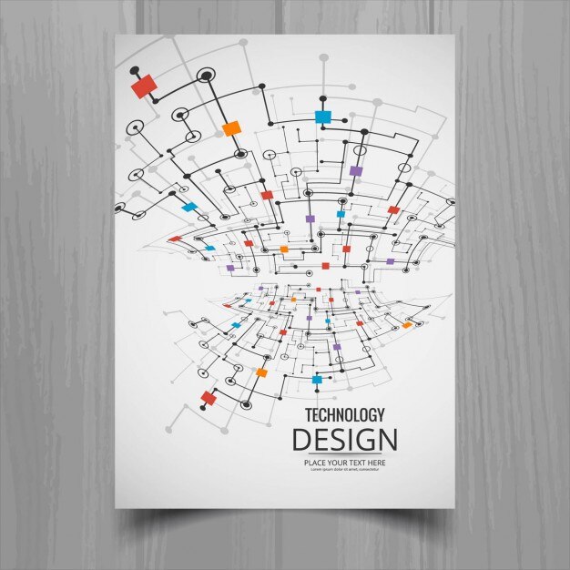 Free Vector technology brochure with links and squares