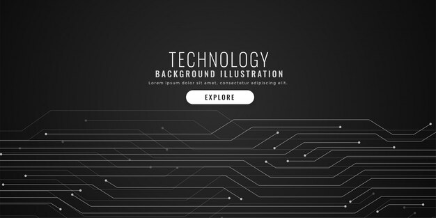 Technology circuit lines black digital background 