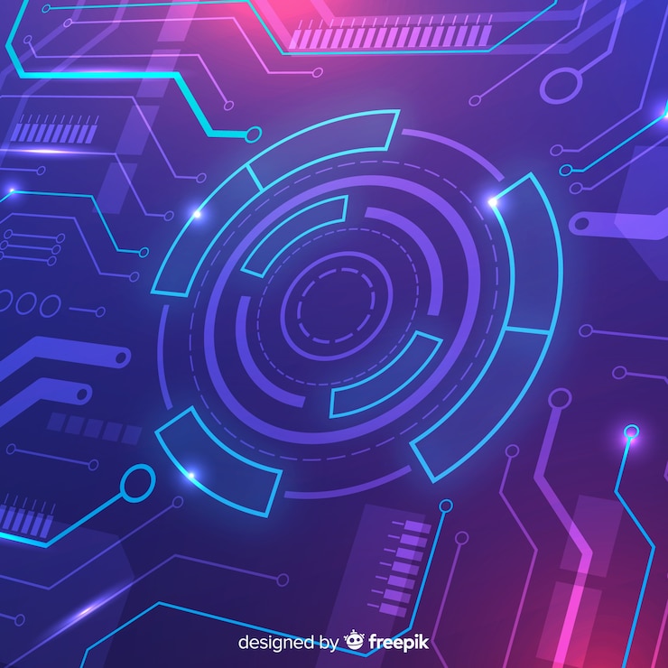 無料Vector ネオンの光と技術コンセプトの背景