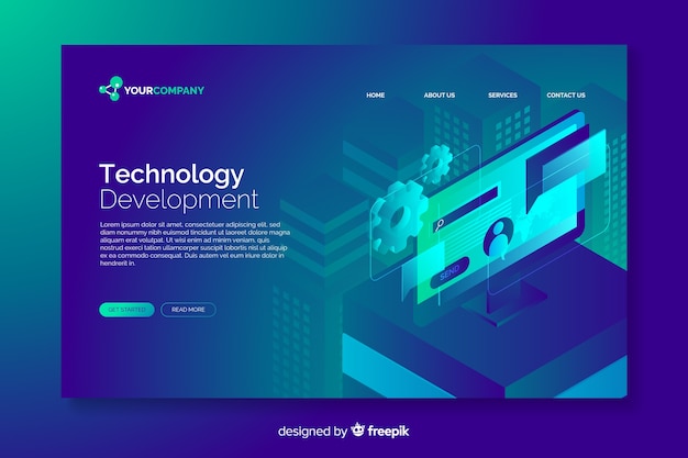 Technology concept digital landing page