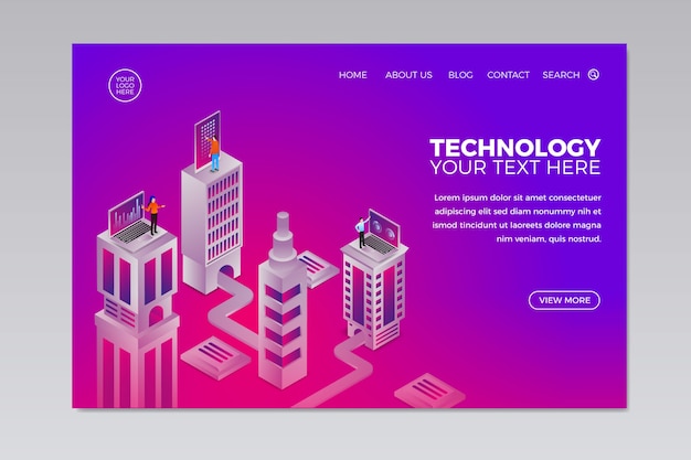 Technology concept landing page template