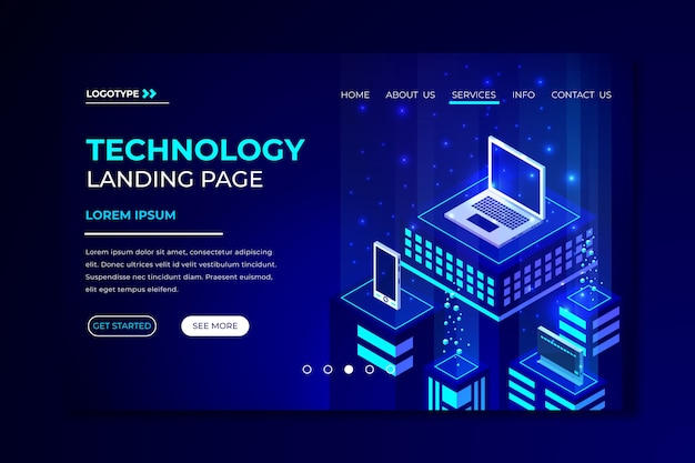 Technology concept landing page template