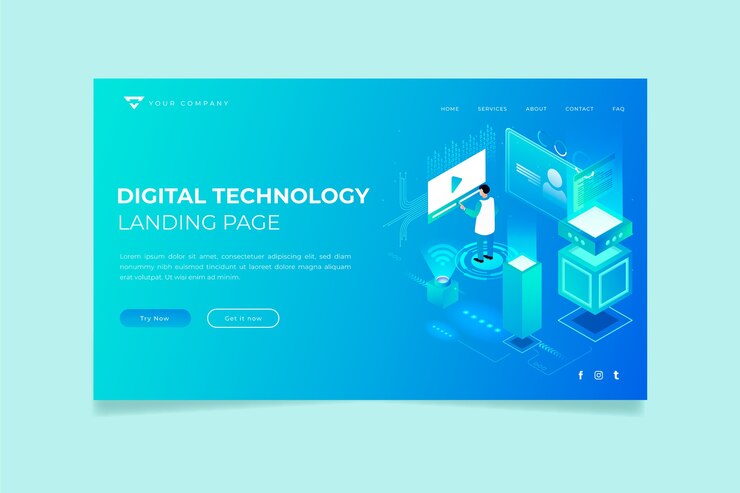 무료 Vector 기술 개념 방문 페이지