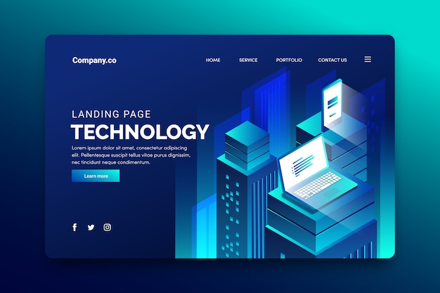 Free vector technology concept landing page