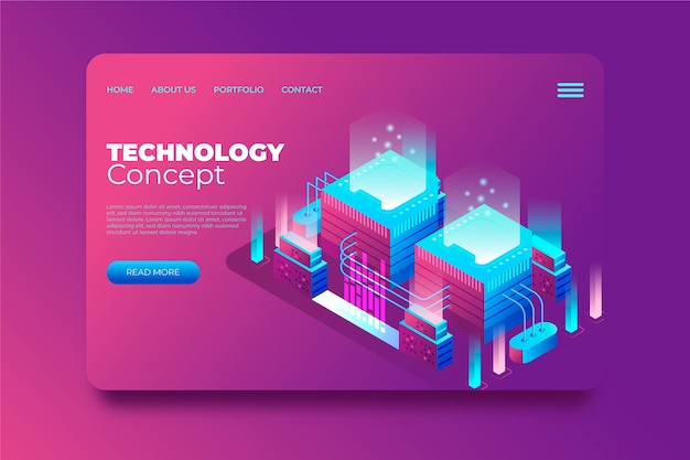 Free vector technology concept landing page