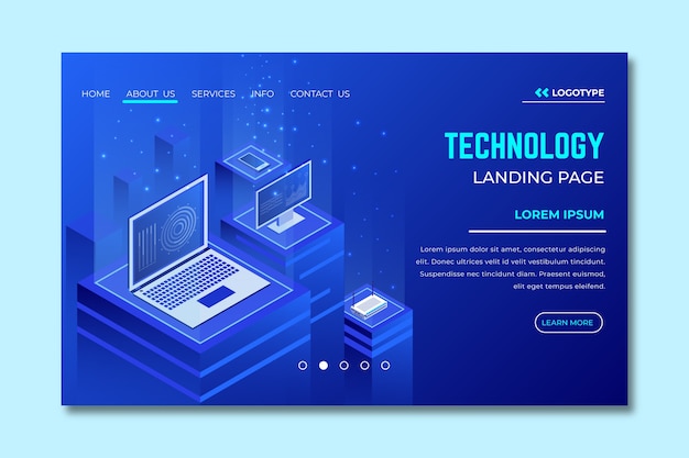 Technology concept template landing page