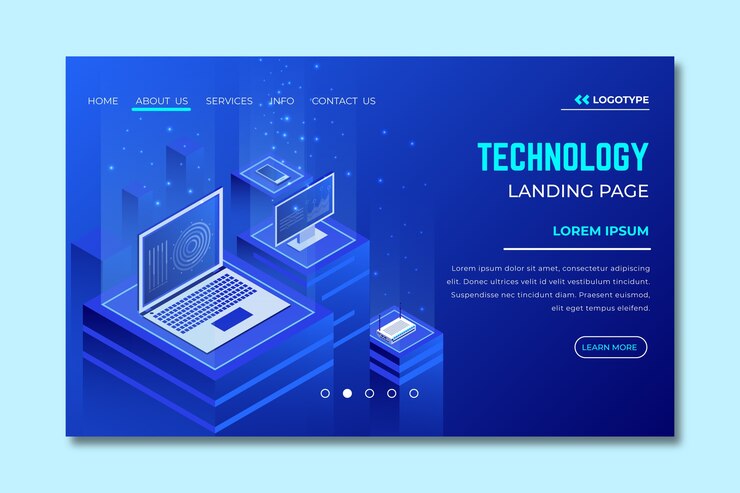 무료 Vector 기술 개념 템플릿 방문 페이지