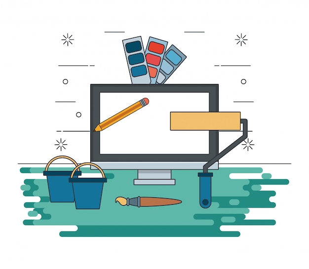 Technology Device Maintenance Support Cartoon