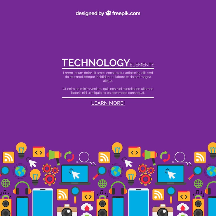 मुफ़्त वेक्टर technology elements background in flat style