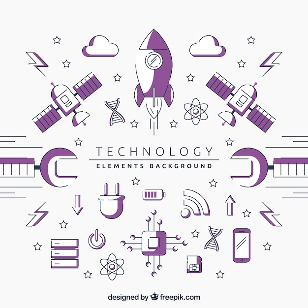 Technology elements background in flat style