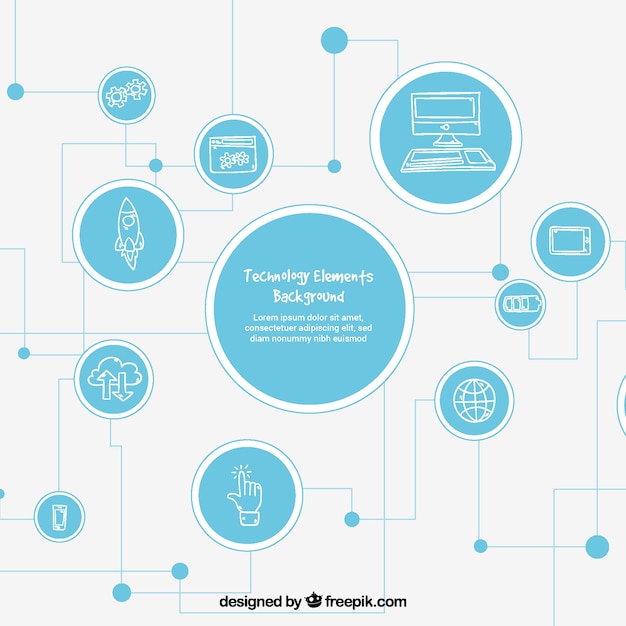 Бесплатное векторное изображение Технология элементов фон в плоском стиле