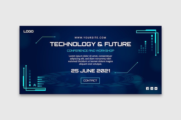 Vettore gratuito tecnologia e futuro modello di banner