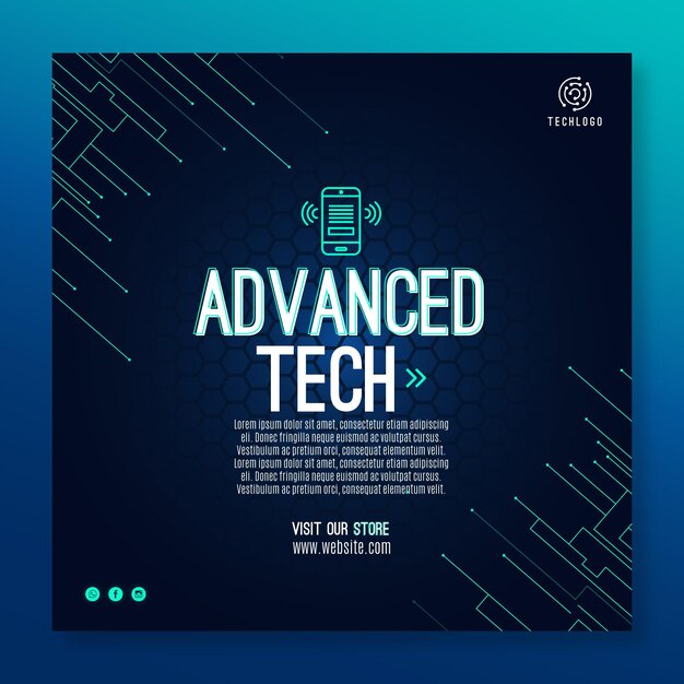 Technology and future flyer square template