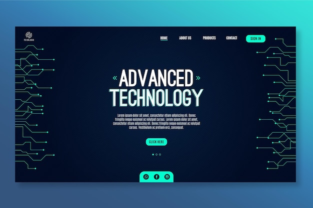 Free vector technology and future landing page template