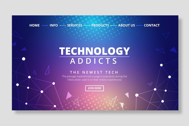 Technology and future landing page template