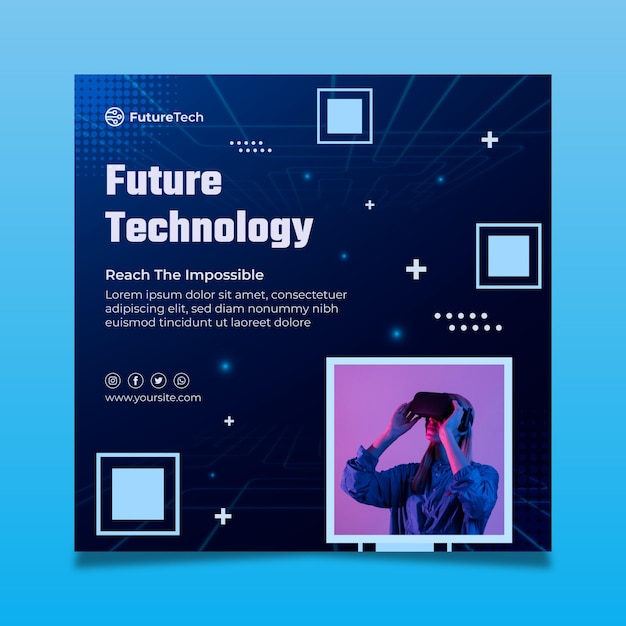 Free vector technology and future squared flyer template