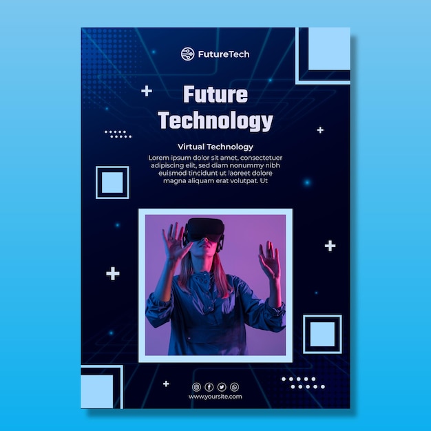 Free vector technology and future vertical flyer template