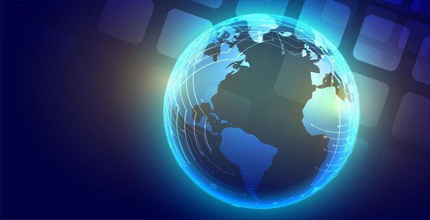 Technology global glowing earth background design