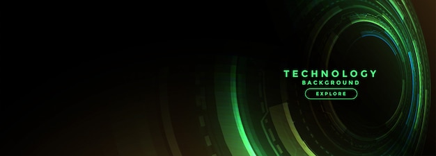 Technology green banner with digital diagram 