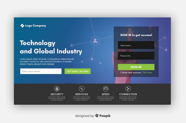 Free vector technology and industry landing page