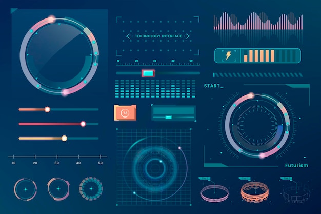 Vettore gratuito elementi di design del modello di interfaccia tecnologica