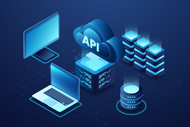 Technology isometric api illustration