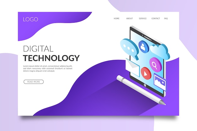 Free vector technology isometric landing page