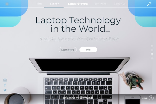 Technology landing page template with photo