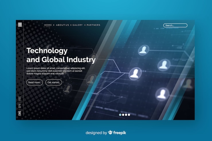 Free Vector technology landing page with photo