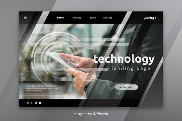 Technology landing page with photo