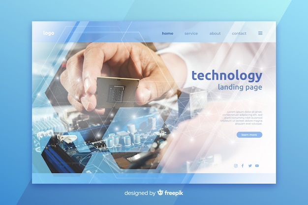 Technology landing page with photo