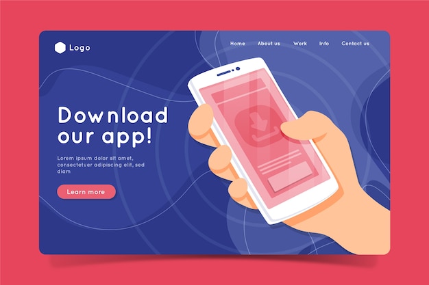 Free vector technology landing page with smartphone