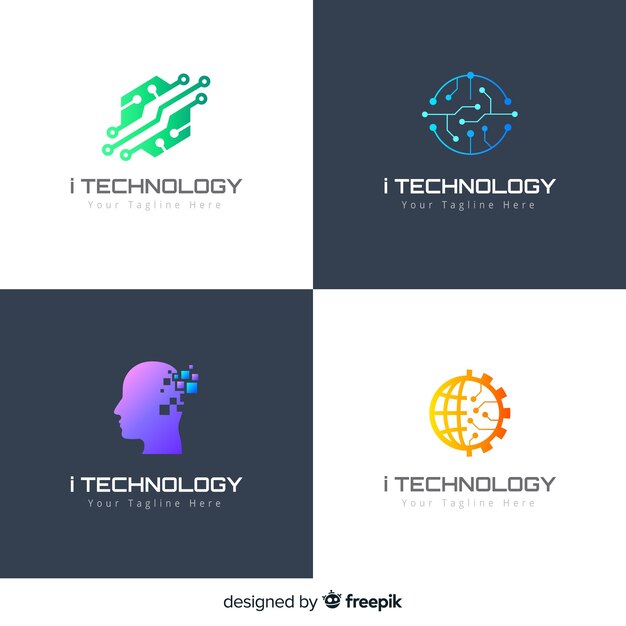 Technology logo collection gradient style