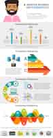 Free vector technology and marketing concept infographic charts set