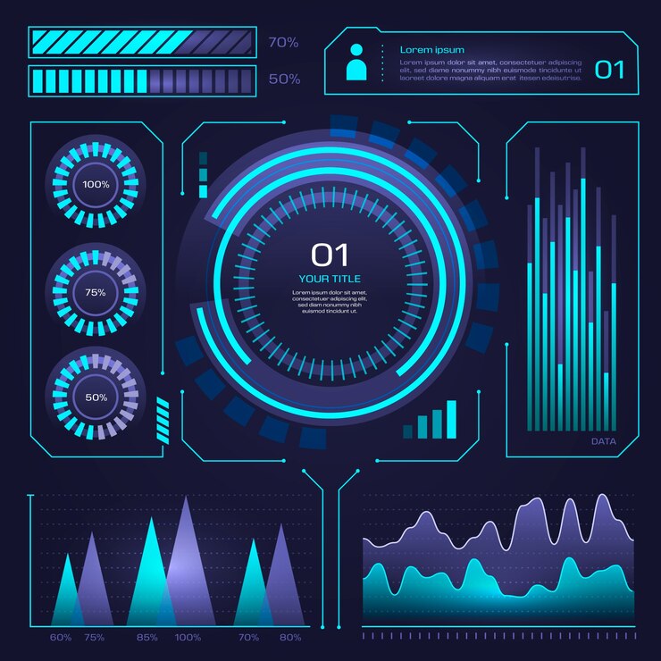 Free Vector technology neon blue infographic