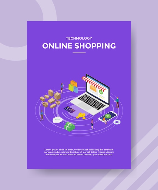 Free vector technology online shopping flyer template