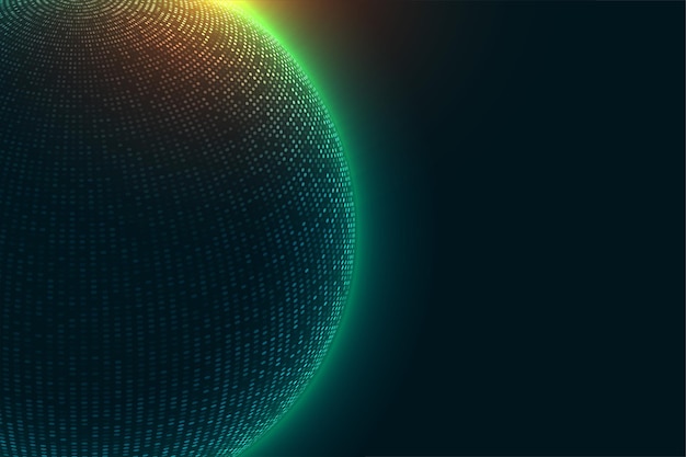 Free vector technology particle sphere with glowing lights background