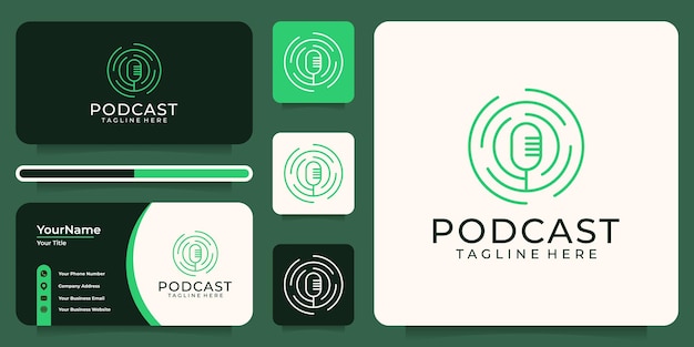 Technology podcast microphone logo vector