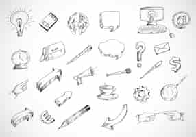 Free vector technology sketch icon set doodle