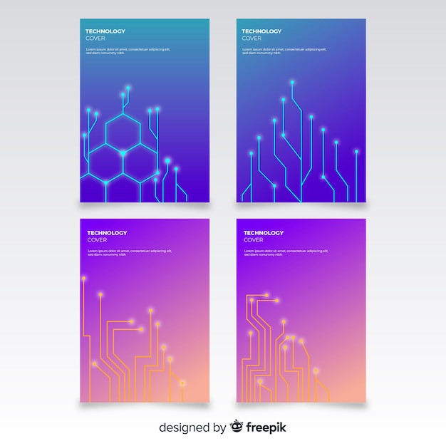 Vettore gratuito set di brochure in stile tecnologia