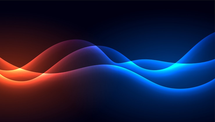 무료 Vector 기술 스타일 빛나는 빛나는 파도 배경