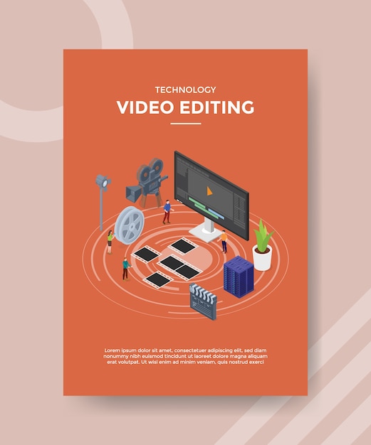 Free vector technology video editing flyer template