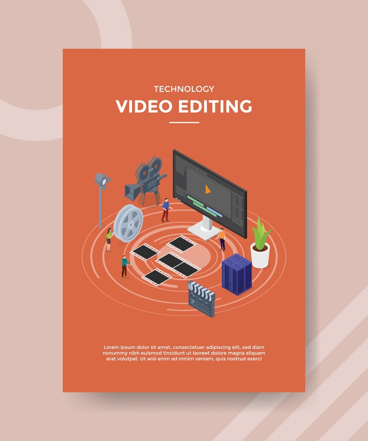 Free Vector technology video editing flyer template