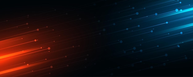 Technology web banner with blue and red lights streak