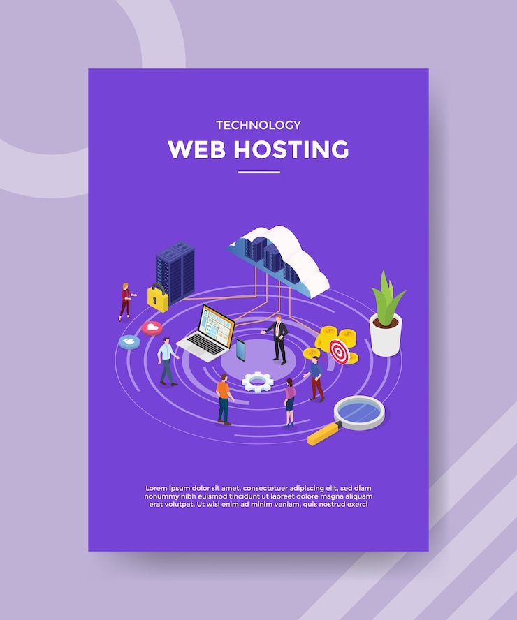 Free Vector technology web hosting cloud connecting server laptop for template of banner and flyer