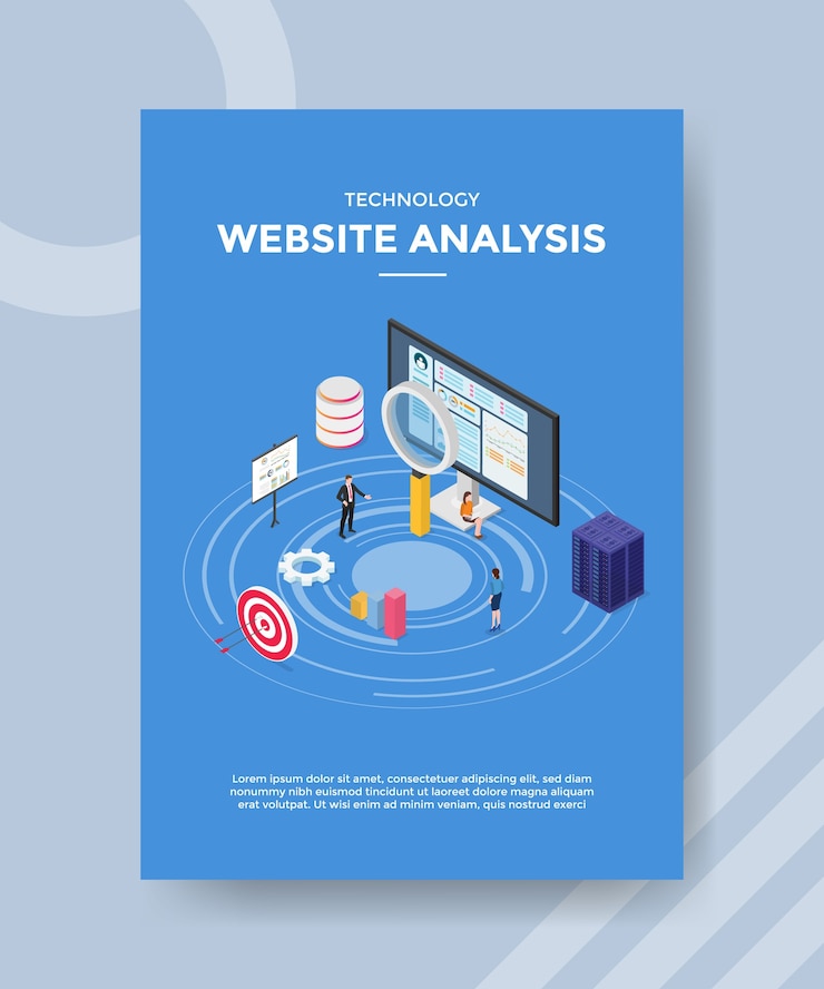 Free Vector technology website analysis flyer template